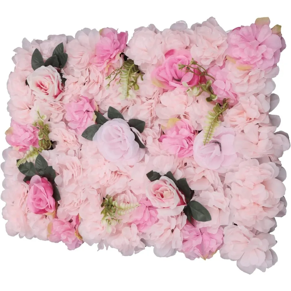 12 Pack Artificial Flower Wall Panel Backdrop Faux Hydrangea Rose Flower Backdrop Panels for Wedding Party Event Decor