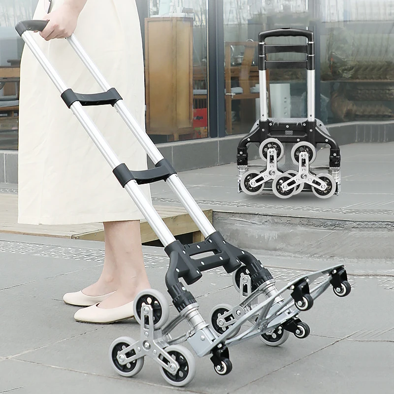 Cart Trolley 카트 Folding Cart 75kg All Terrain Stair Climbing Cart Hand Truck with Bungee Cord Portable Folding Trolley with Bag