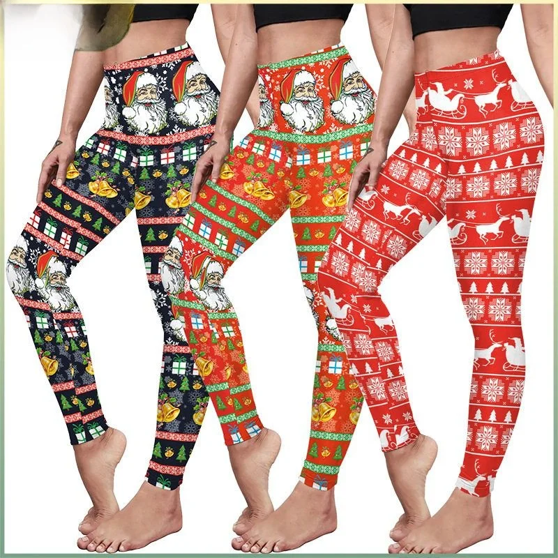

Cisas Yoga Leggings Women's Cisas Themed Tummy Control Bootcut Pants Polyester Fiber Nine Points Printed Design