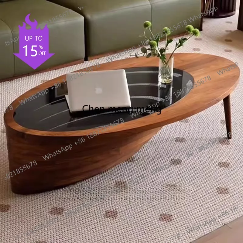 

A51 Creative Small-sized Coffee Tables Nordic-style Black Walnut Wood Coffee Tables Light Luxury Designer Furniture