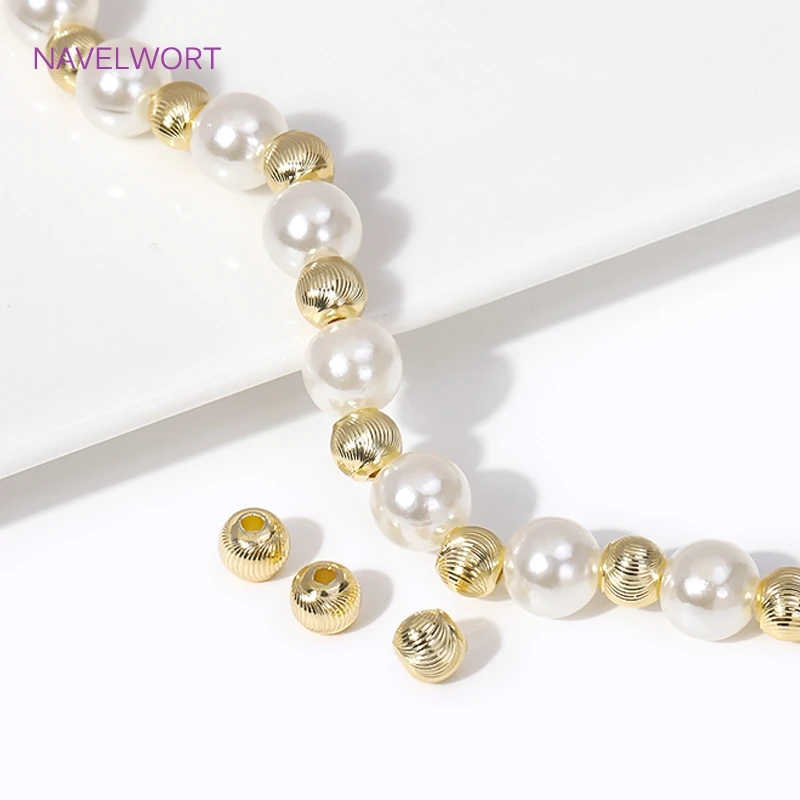 

14K Gold Plated Brass Round Cut Pattern Metal Bead Spacer Beads For Jewelry Making Handmade DIY Bracelet Accessories Wholesale