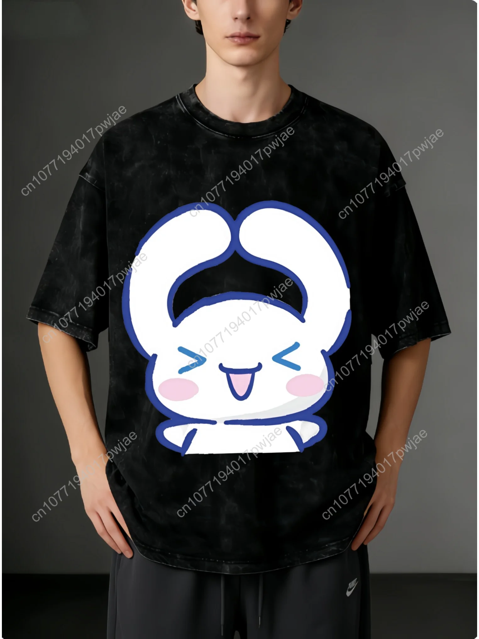 

Sanrio Men's Vintage Washed T-Shirt with Iconic Anime Characters - Loose Fit Short Sleeve Round Neck Casual Cosplay T-Shirt