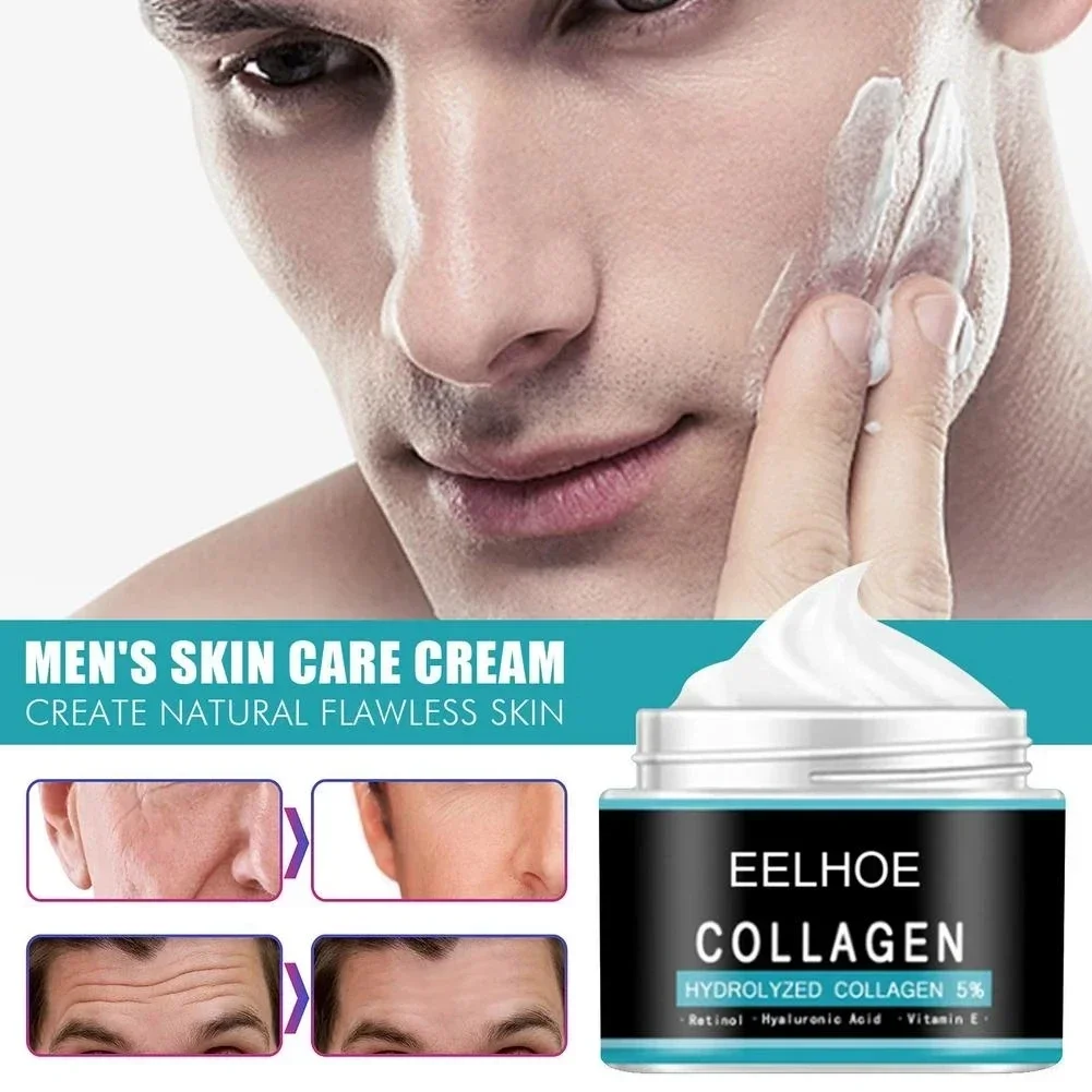 Collagen Men Face Cream Anti Wrinkle Anti Aging Smooth Skin Cream Firming Moisturizing Hyaluronic Acid Cream Facial Skin Care