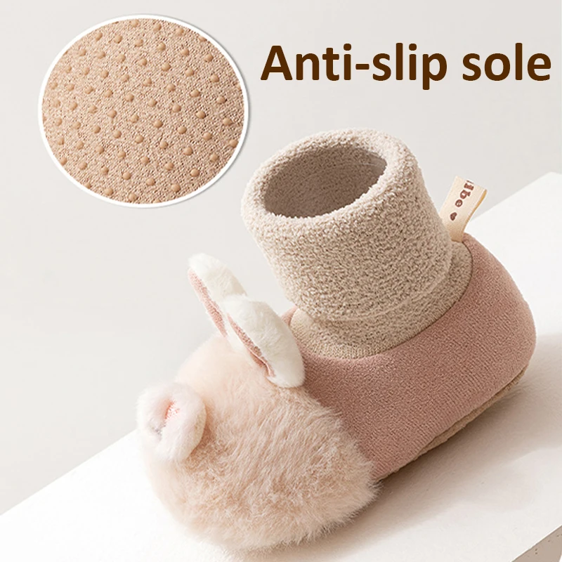 Winter Baby Sock Shoes Cute Cartoon Warm Anti-slip Sole Infant Sock Booties Toddler Floor Slippers Newborn First Walking Shoes view 4