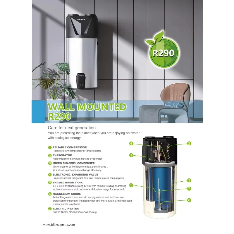 JIADELE Pompa di calore aria-acqua integrata Scaldabagno per scambio di calore con pompa di calore tutto in uno per acqua calda domestica