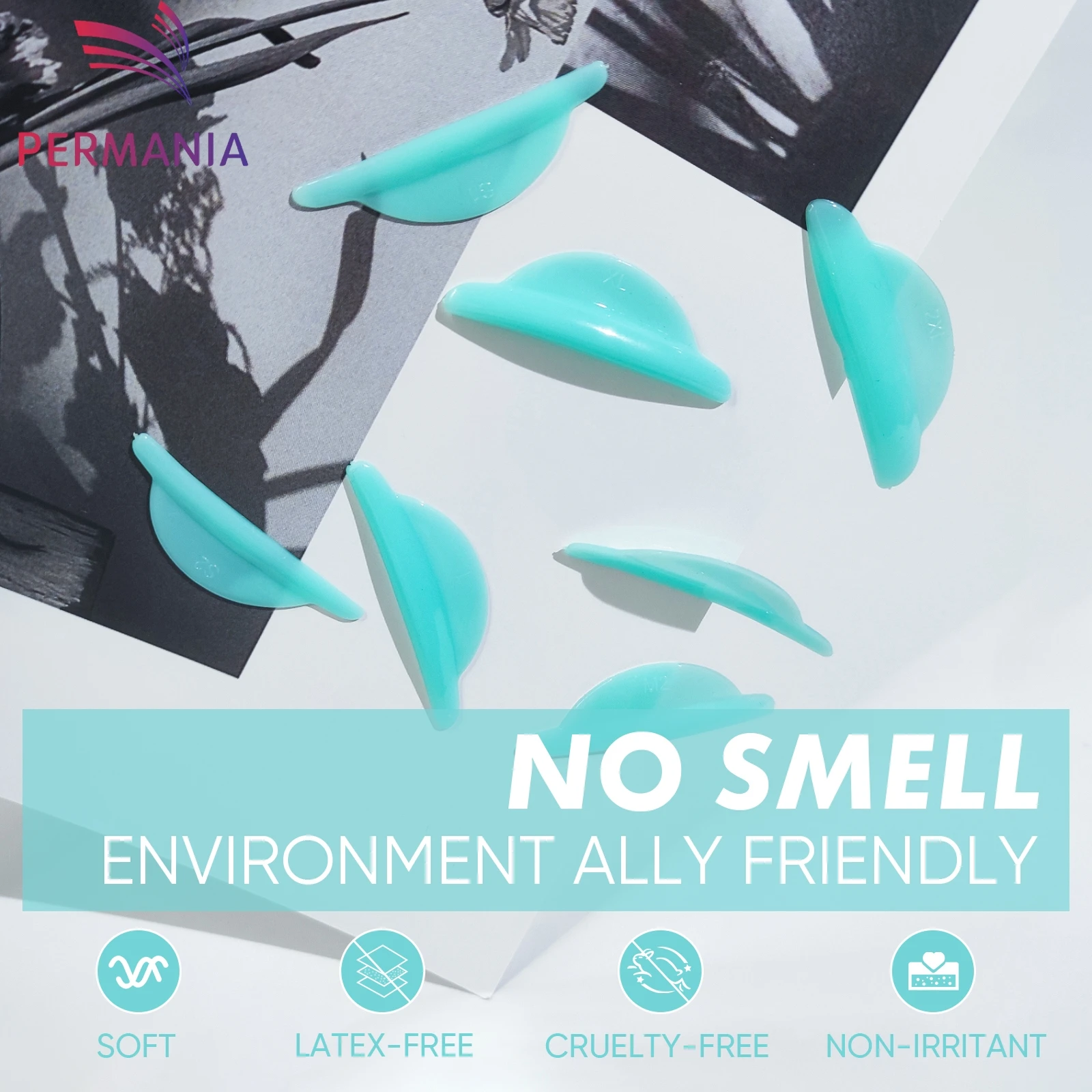 PERMANIA 8 Par Silikonowych Podkładek do Rzęs Bez Kleju, Samoprzylepne Podkładki do Podnoszenia Rzęs, Akcesoria do Liftingu Rzęs 3D, Narzędzie do Makijażu