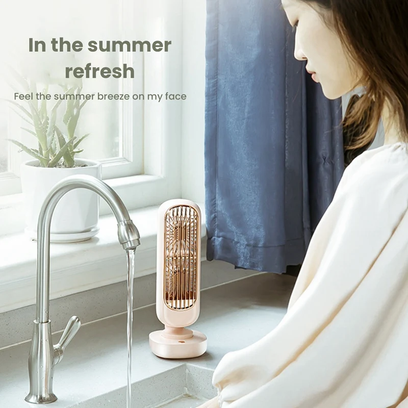 TKOH-New Stand Mini USB Fan Battery Rechargeable Tower Table Fan Type-C Portable Desktop Air Cooler For Home Study Camping