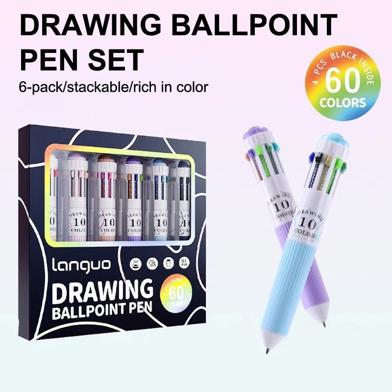 

1 комплект, разноцветная ручка для письма, 60 цветов, шариковые ручки с героями мультфильмов, мягкая ручка, пресс для рисования, письма, офиса, школы, канцелярские принадлежности