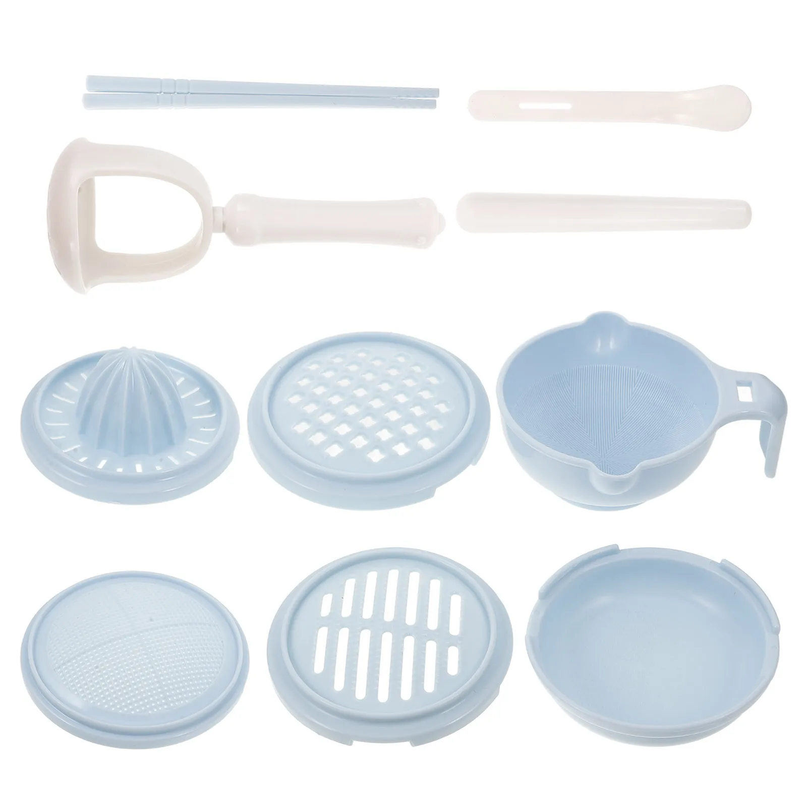 

Manual Baby Food Maker Sky-Blue Masher Bowl Citrus Grater for Fruits Veggies Safe Materials Stable Design