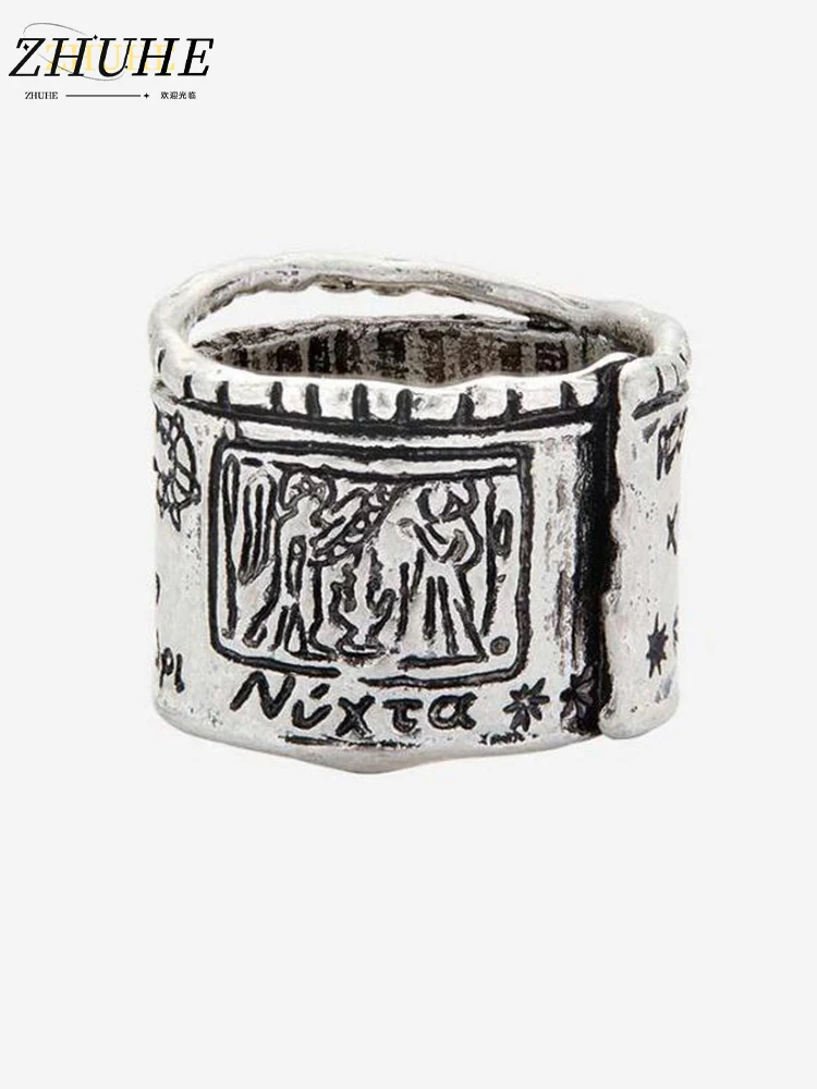 

ZHUHE The Retro Relief Scroll Ring Is A Copper Material Carnival Jewelry Accessory For Women