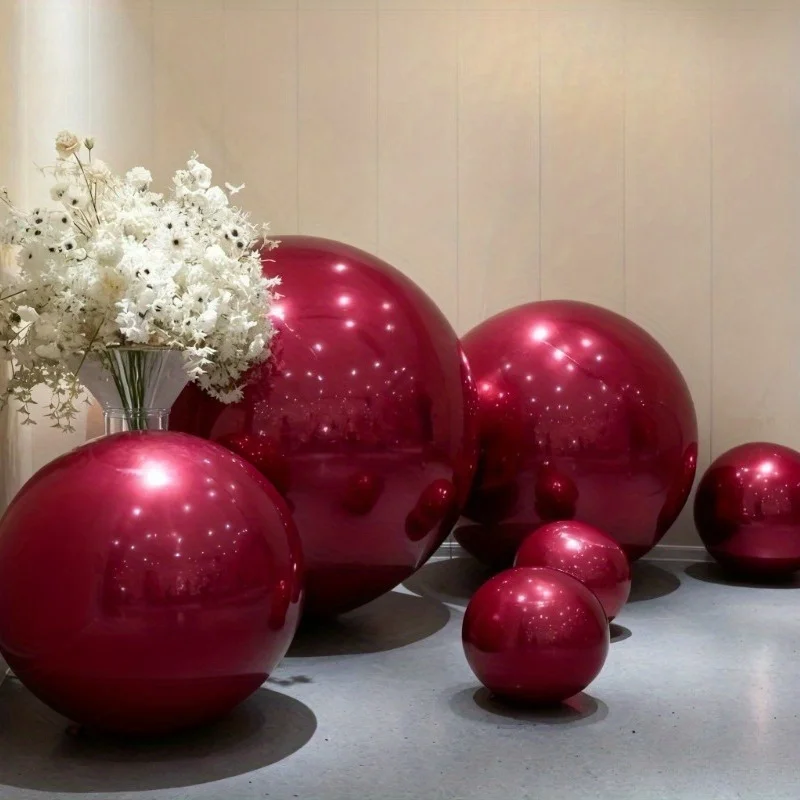 4pcs Burgundy Balloons (10-32")  Stand. No Helium Needed. Reusable Reflective Sphere for Xmas, Wedding, Birthday, Garden Party - view 3