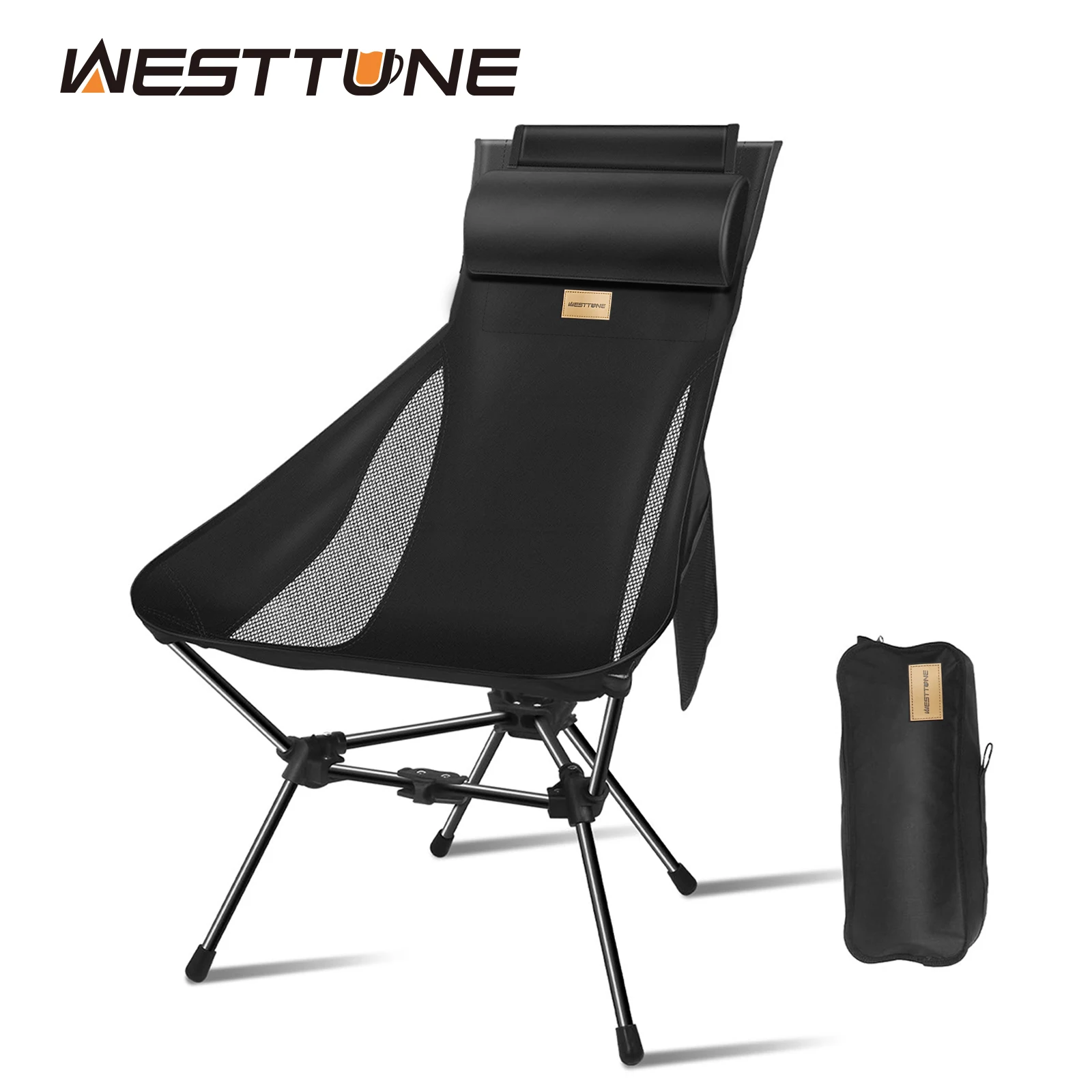 WESTTUNE Folding Camping Chairs with Headrest and Storage bag Lightweight for Outside Camping Hiking Travel Beach Sports