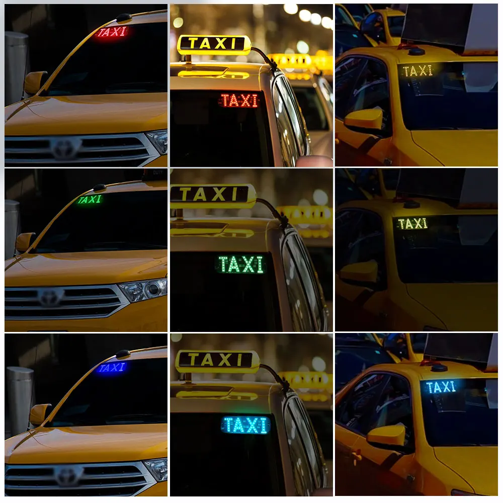 1set RGB LED Sign Decor,colorful Taxi Flashing Hook on Car Window with USB Inverter Taxi Light