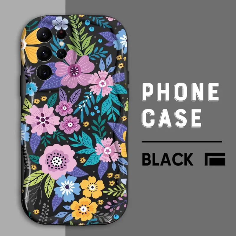 Creamy Texture Case for Samsung Galaxy S23 S24 Ultra S20 FE S21 Plus Shockproof Phone Cover Silicone Funda Brilliant Flowers image 3