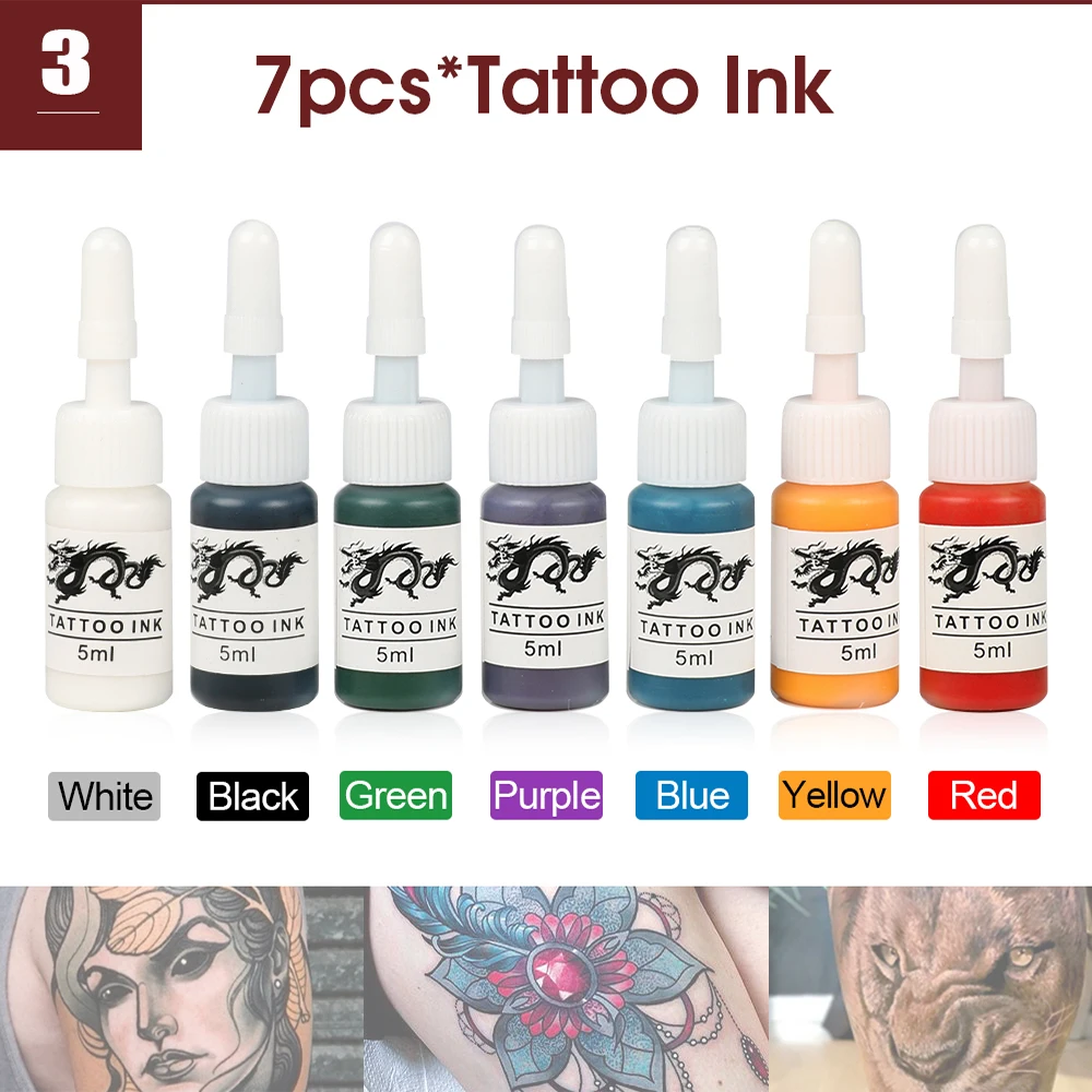 

5ml 7 Colors Tattoo Ink Set Tattoo Pigment For Body Art Professional Beauty Paints Makeup Tattoo Supplies Semi-Permanent