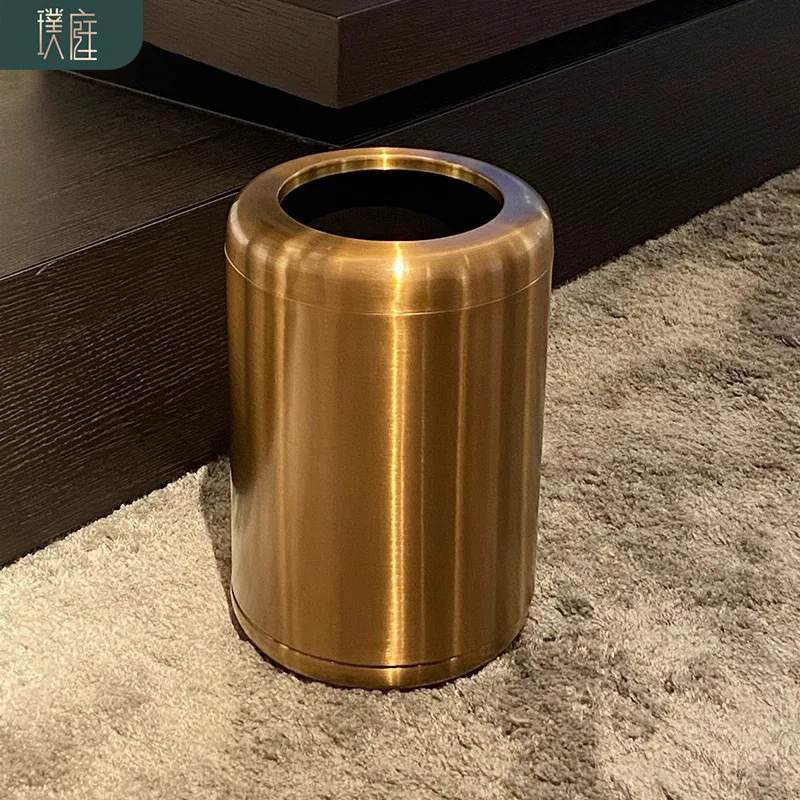 

Living Room Waste Bin Modern Stainless Steel Paper Basket Luxury Large Capacity Litter Bin Kitchen Trash Can Food Waste Disposal