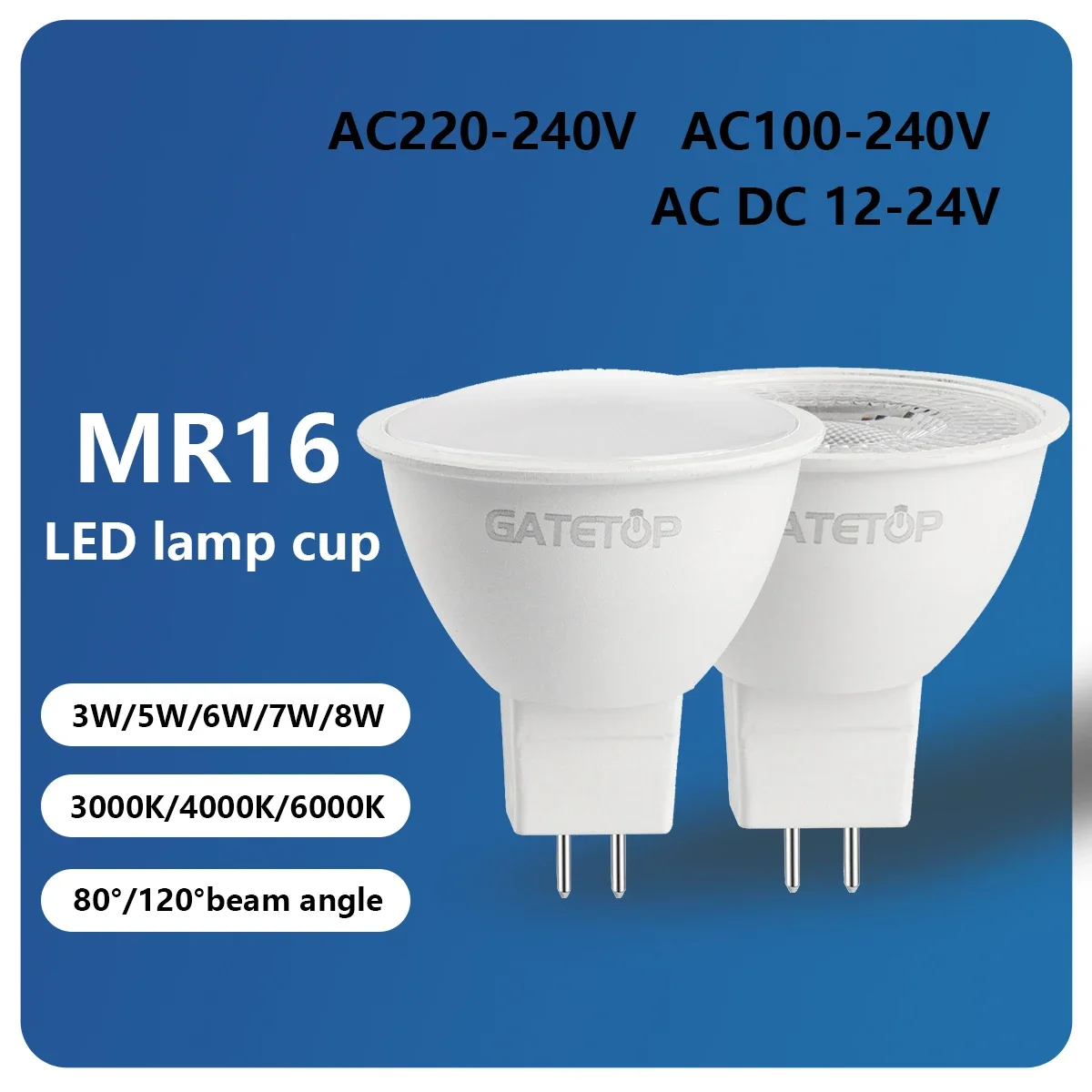 

20PCS LED Focos Mr16 Gu5.3 Spotlight AC220V AC110V DC12V 3000K/4000K/6000K Lighting Bulbs Lamp for Home Living Bedroom