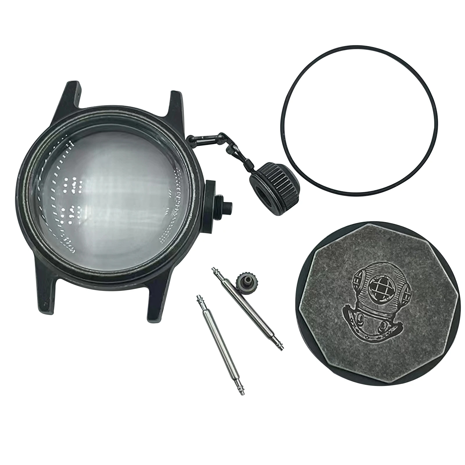 

Watch Modify Parts Solid 36mm Sandblast Stainless Steel Frogman Watch Case K1 Bubble Glass For NH35/36 Movement Accessories