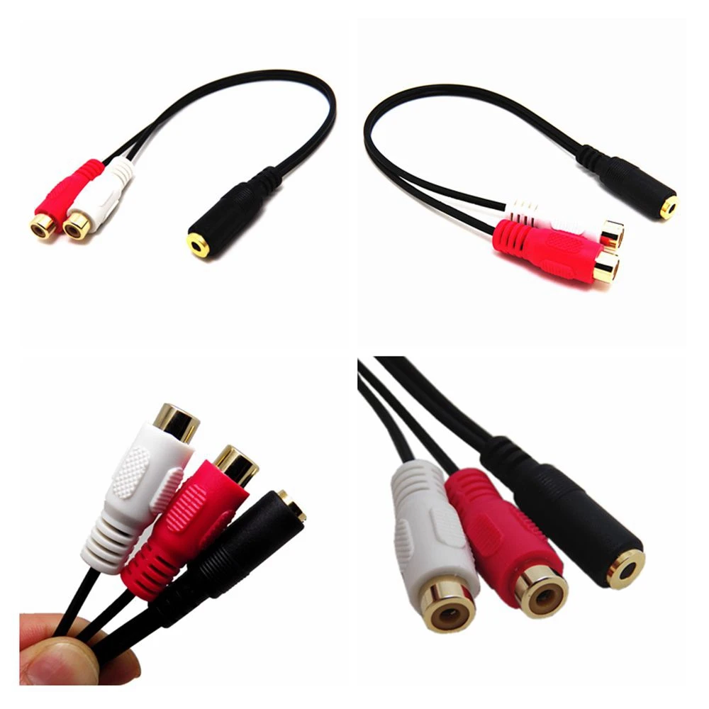 Cabo adaptador de áudio estéreo universal, 3,5mm, 2 Jack RCA para fone de ouvido, 3,5 Y Splitter, DVD, CD, TV, VCR