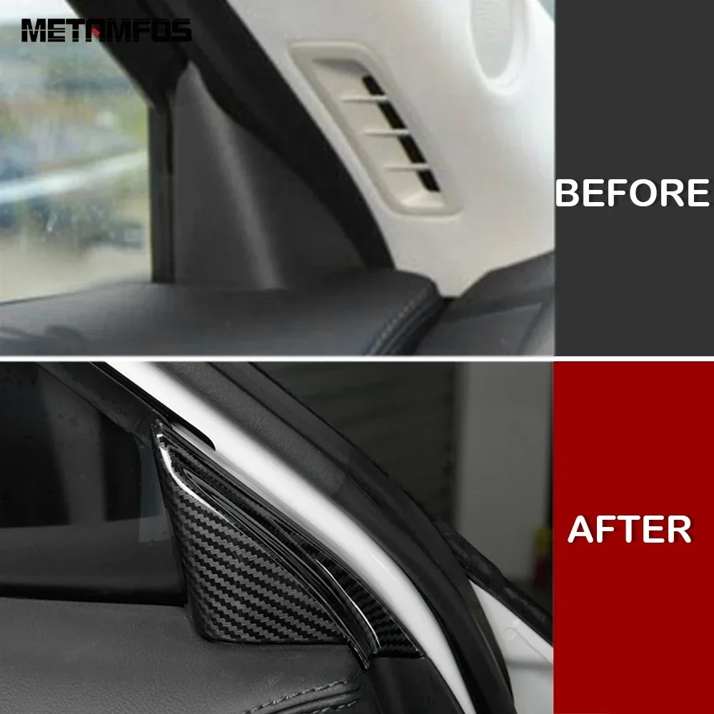 For Mazda CX5 CX-5 KF CX8 CX-8 2017-2022 2023 2024 Carbon Fiber Front Window Interior A Pillar Triangle Cover Trim Accessories