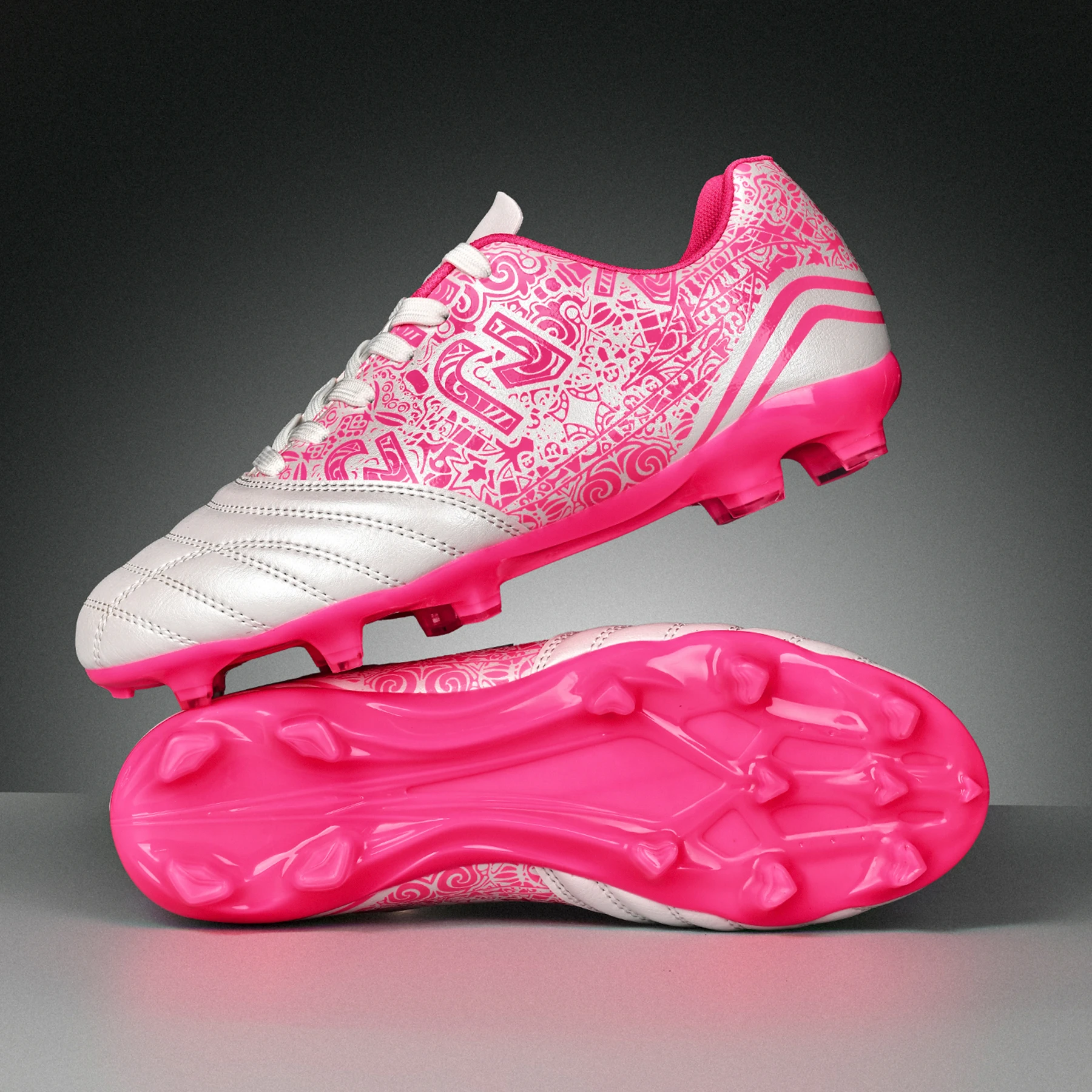 Adult AG FG Soccer Shoes Anti Slip Durable Studded Football Cleats Breathable Footwear for Outdoor Grass Football Training