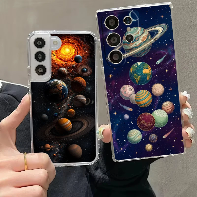 Transparent Cover for Samsung Galaxy S26 S25 S24 S23 S22 S20 S21 FE Ultra S25 Edge Plus Phone Case Vintage Celestial Galaxy Art