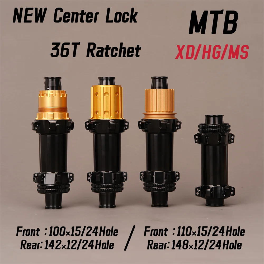 New MTB Bicycle Center Lock Straight Pull 24 Hole Star Shaped Ratchet 36T 100/110/142/148 Ultra Light MTB Wheel HUB XD/HG/MS
