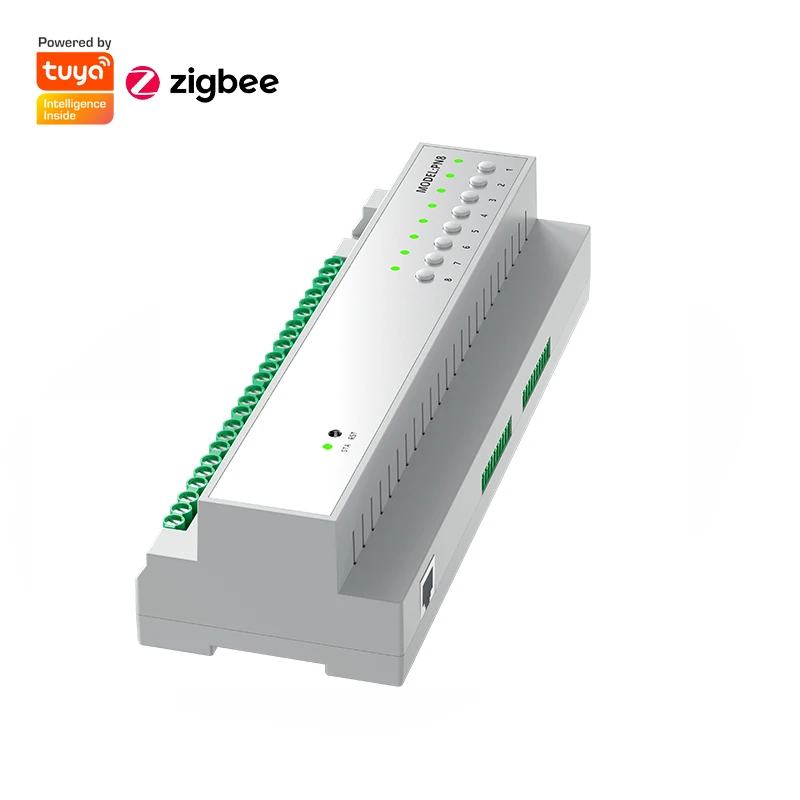 RSH Tuya ZigBee 8 Channel 16A 50A Relay Power Supply Controller WiFi Smart Circuit Breaker Module Support RS485 Switch Hotel