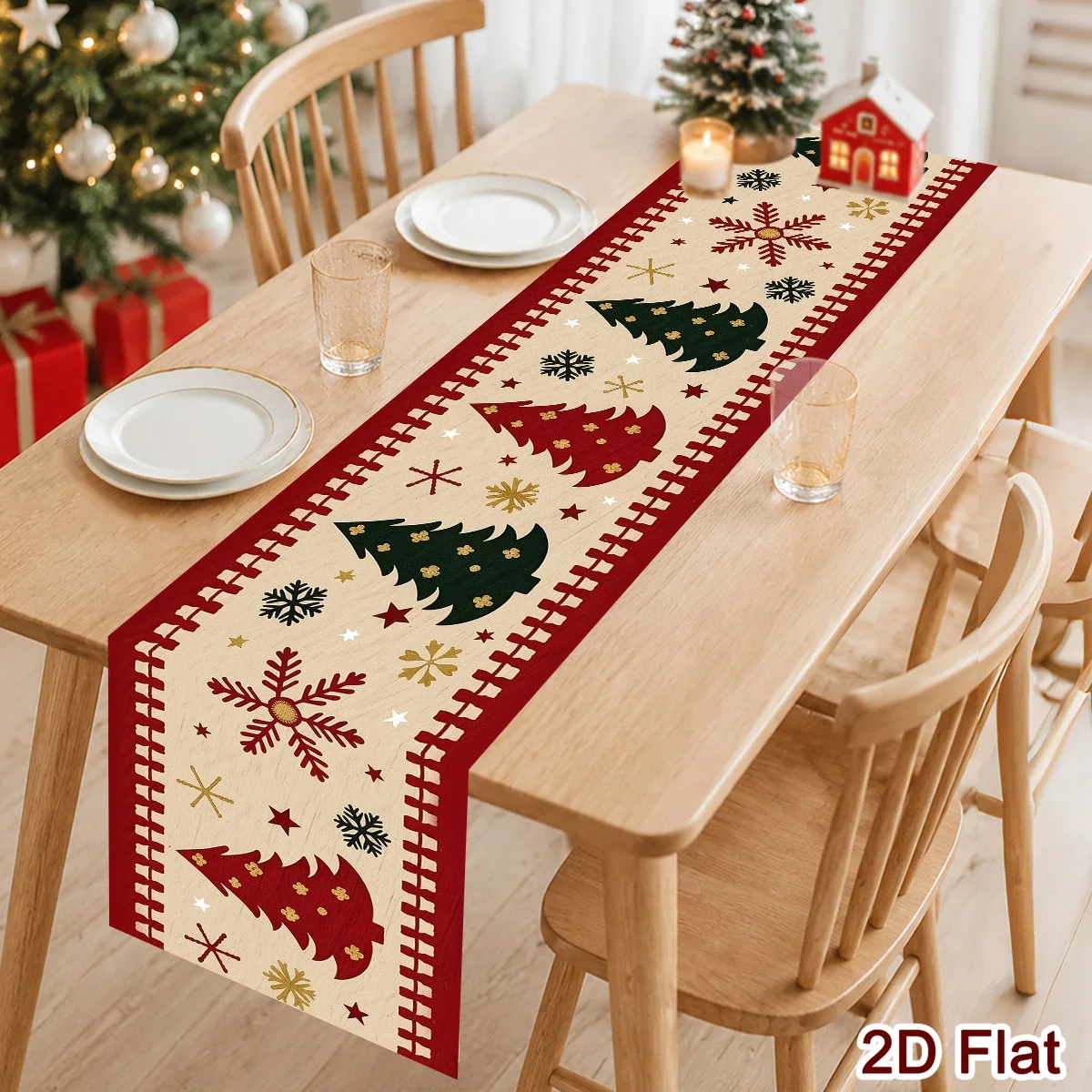 Festive Christmas Table Runner 180*35cm Polyester Tablecloth for Indoor Outdoor Home Party Decor Christmas Decorations for Home