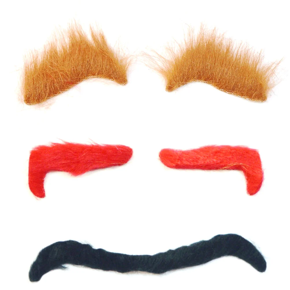 3Pcs Halloween Simulation Eyebrow Set Funny Costume Masquerade Party Self Adhesive Red Brown Unibrow Props Halloween Decorations