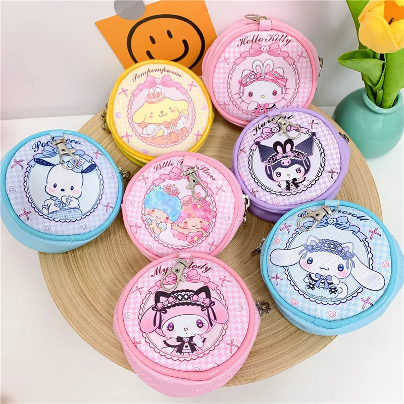

Kawaii Hello Kitty Wallet Cute Cartoon Circular Zipper Wallet Travel Women Supplies Desktop Accessories Student Gift Wholesale