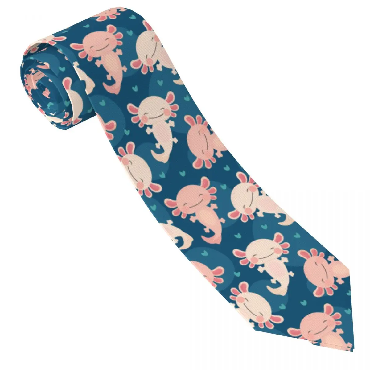 Custom Mens Axolotl Pattern Necktie Salamander Animal Fashion Tie For Banquet