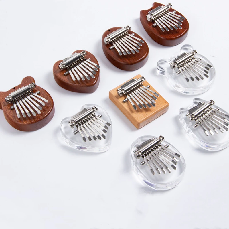 Newest 8 Key Mini Kalimba Thumb Piano Wooden/Acrylic Small Wearable Musical Instrument Pendant Mbira Finger Piano For Adult Kids