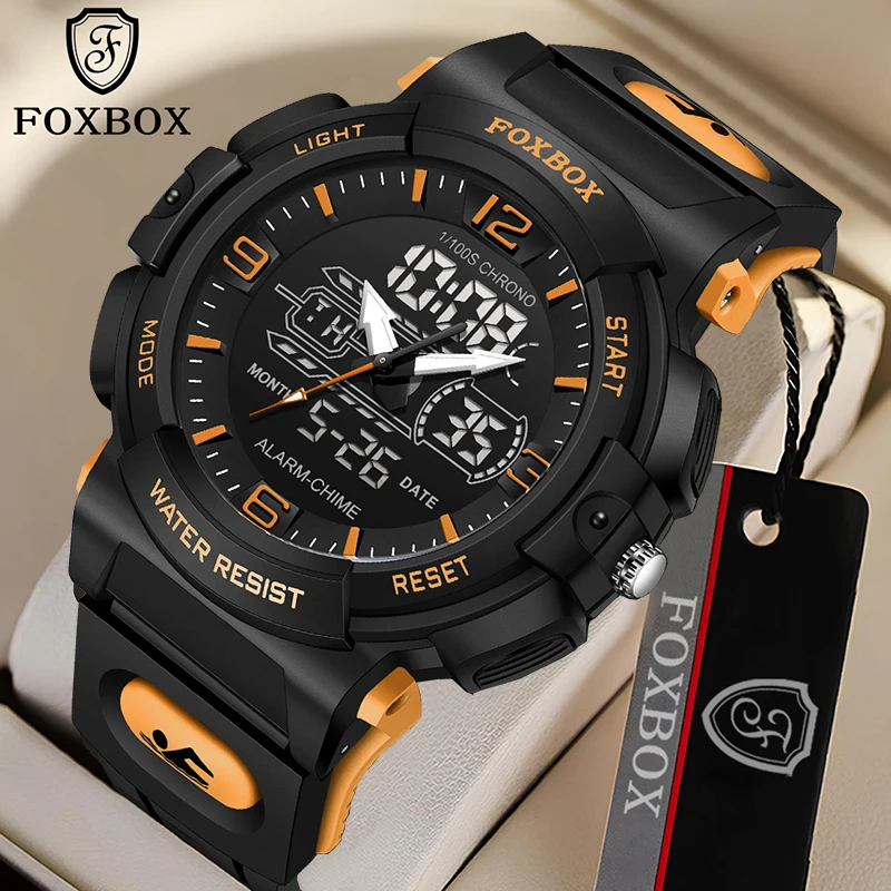 

FOXBOX Dual Display Watch Men LIGE Top Brand Luxury Military Digital Watch For Men Fashion Waterproof Men's Quartz Wristwatches