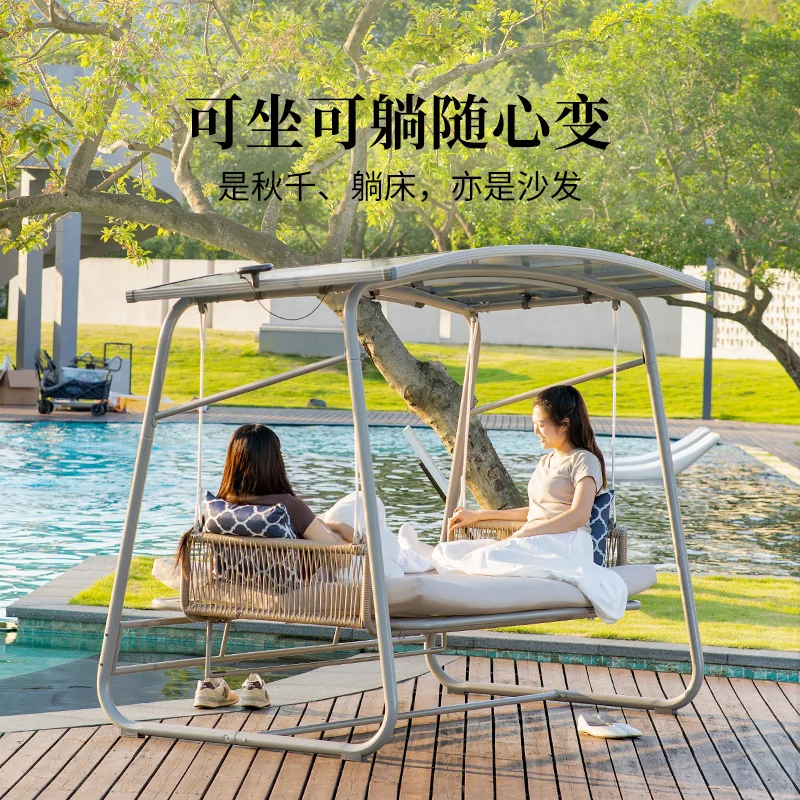 

Swing outdoor courtyard swing garden internet famous hanging chair villa outdoor multi person hammock rocking chair