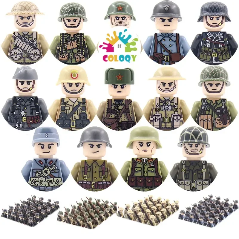 Kids Building Blocks Toy New WW2 Soldier Military Army Mini dolls Officer Gun Strap Bricks Boys DIY Gift Toy wholesale store