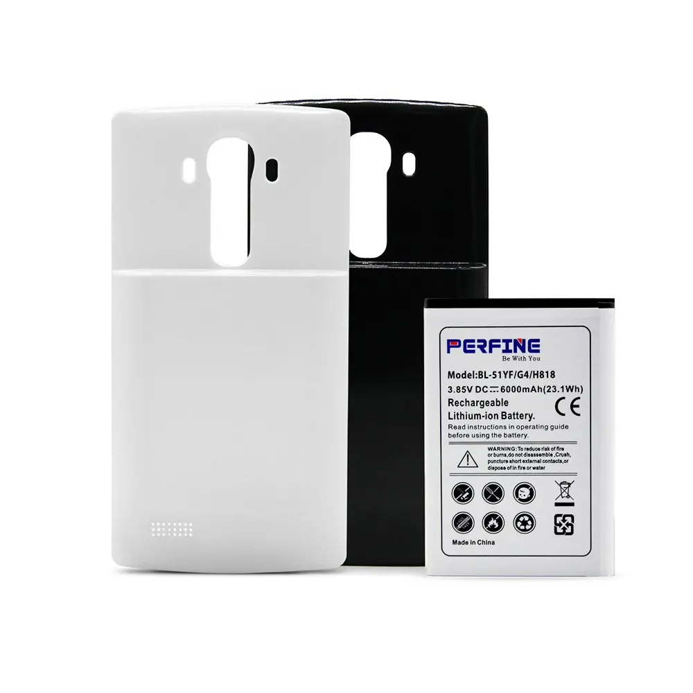 Perfine BL-51YF Extended Battery 6000mAh with Back Lid TPU Case For LG G4 H818