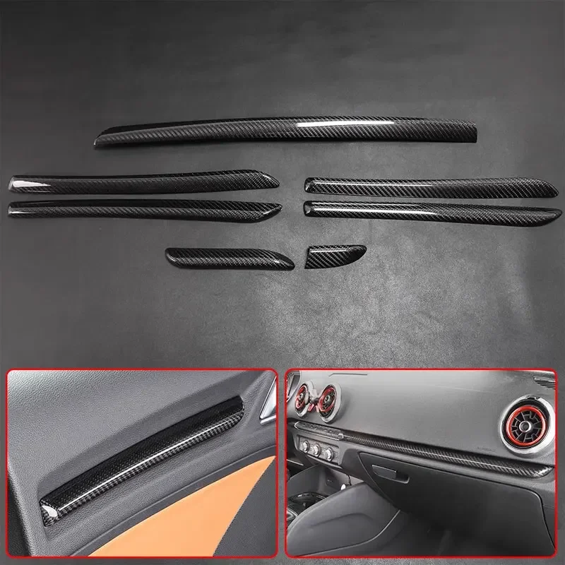 For Audi A3 S3 RS3 True Carbon Fiber Central Control Gear Shift Saddle Door Decorative Strip Interior Modification Accessories