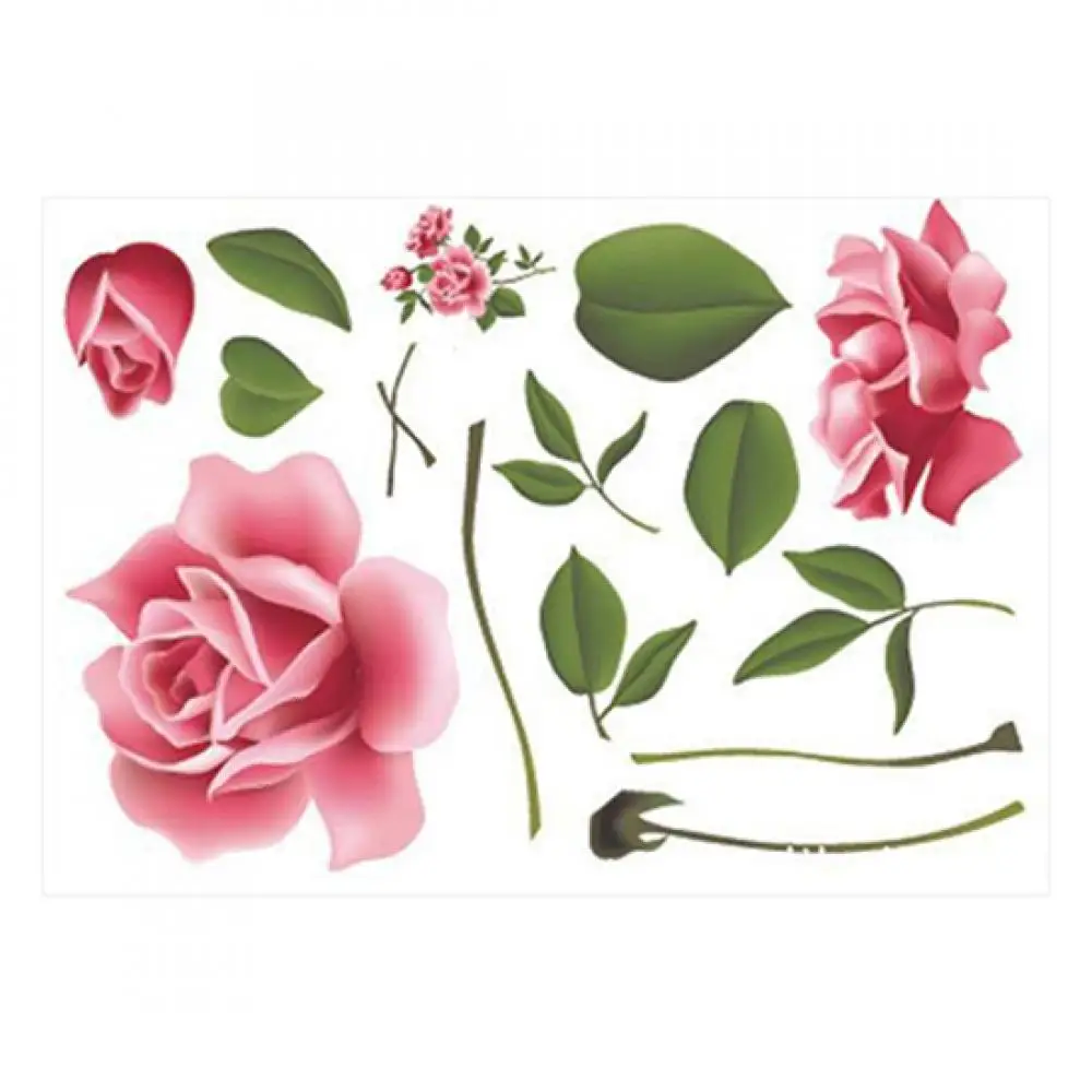 Sticker Removable Wall Sticker Home Decoration DIY TV Background Rose Flower Wall Sticker