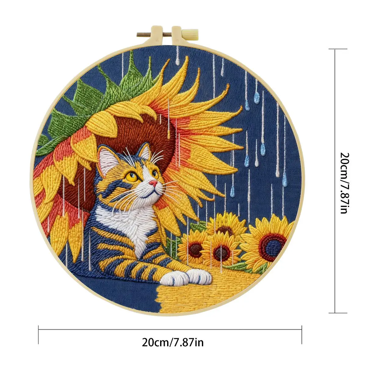 1 Stück 20X20CM/15X15CM 7,87/6,3 Zoll Tier - Katze Stickerei Starter-Kit DIY-Kit DIY-Stickerei-Set für Anfänger – Detail 5
