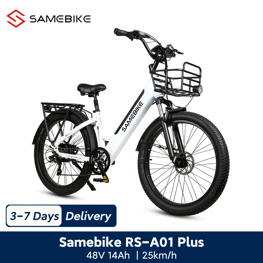 SAMEBIKE RS-A01 Plus Vélo électrique pour adultes 26" City ebike avec batterie amovible 48V 14Ah