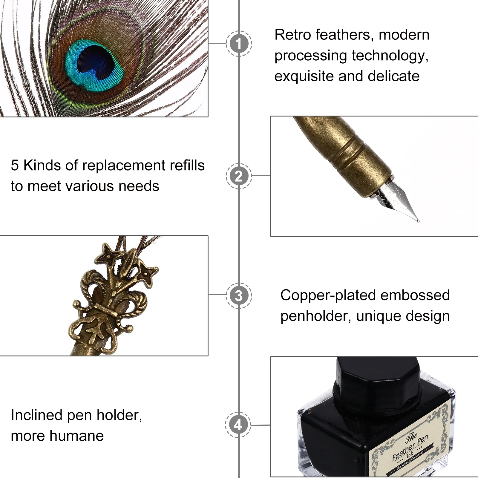 

1 set Dip Pen Set Natural Calligraphy Pen For Smooth Writing Student Practice Tool Kids Adults Drawing Painting