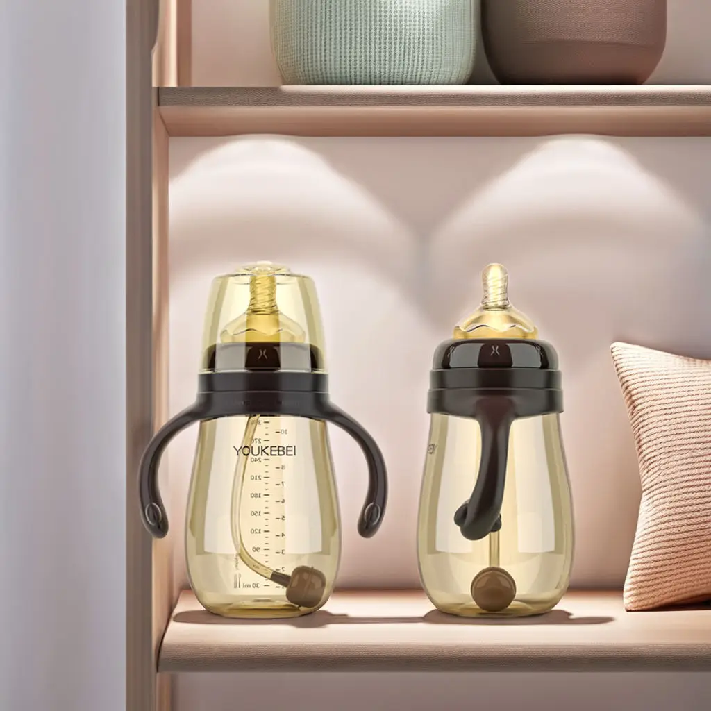 

300ML PP Baby Milk Bottles Children with Gravity Ball Feeding Cup 1-4 Years Kids Water Cup Multifunctional Children Water Bottle