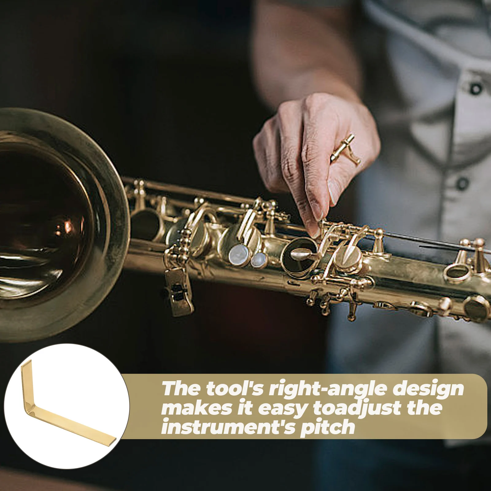 

Saxophone Repair Tool Brass Gold Right Angle Design Adjustment Sax Neck Leveling Musical Instrument Accessory
