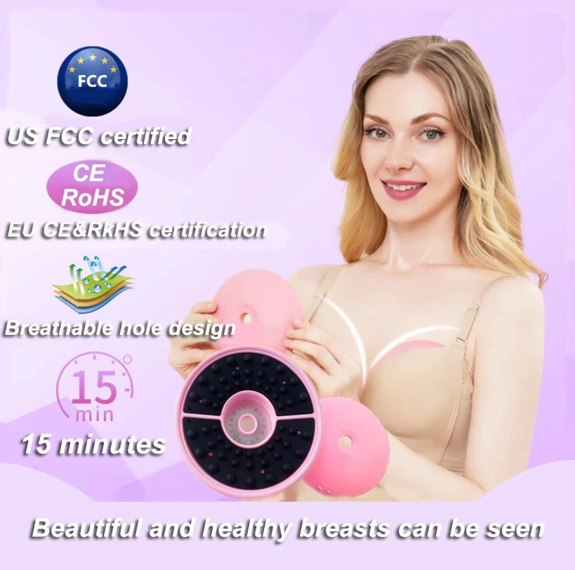 Breast Massage Pads with Hot Compress Wireless Vibration Chest Massager Breast Enhancement Instrument Red Light Massage Therapy