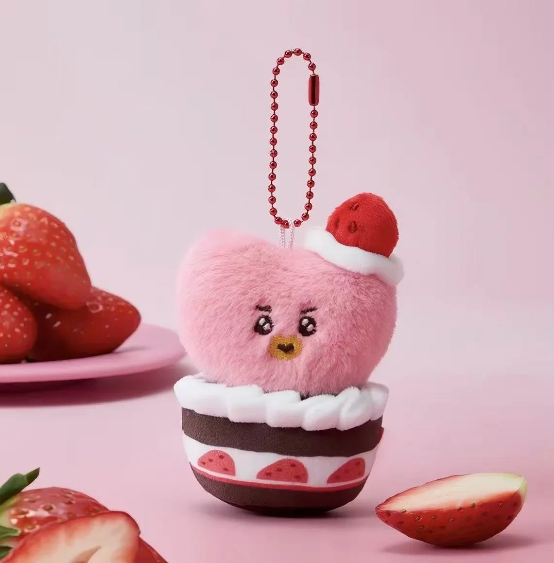  BT21 Strawberry Cake Animal Plush Keychain Cute Dessert‑Style Bag Pendant Kawaii Collectible Decor Fan Birthday Chrismas Gifts view 3