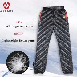 AEGISMAX 800FP Camping Pants 95% White Goose Down Pants Waterproof UltraLight Winter Outdoor Down Keep Warm Pants Thickening