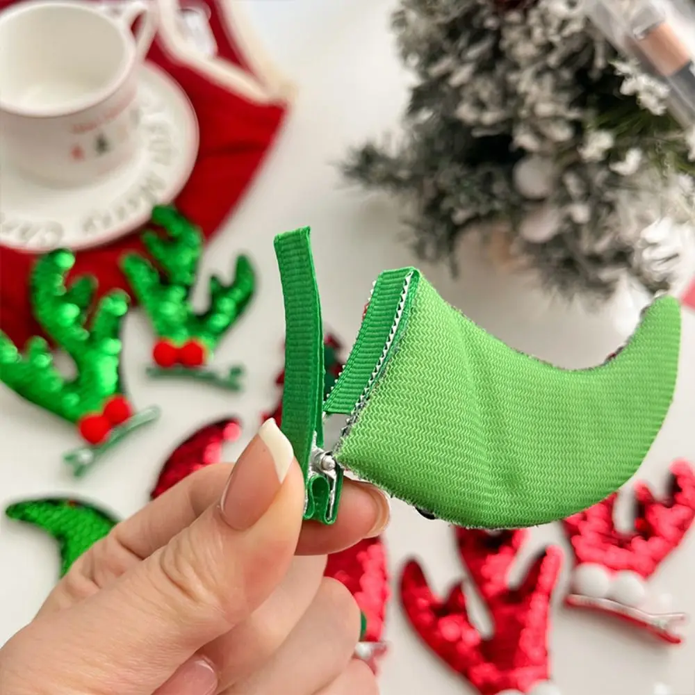 عيد ميلاد سعيد ديكور عيد الميلاد دبوس الشعر الترتر الغزلان القرن الأطفال قرن الوعل مشبك شعر القماش الاطفال هدايا عيد الميلاد فستان مُصمم حسب الطلب #6