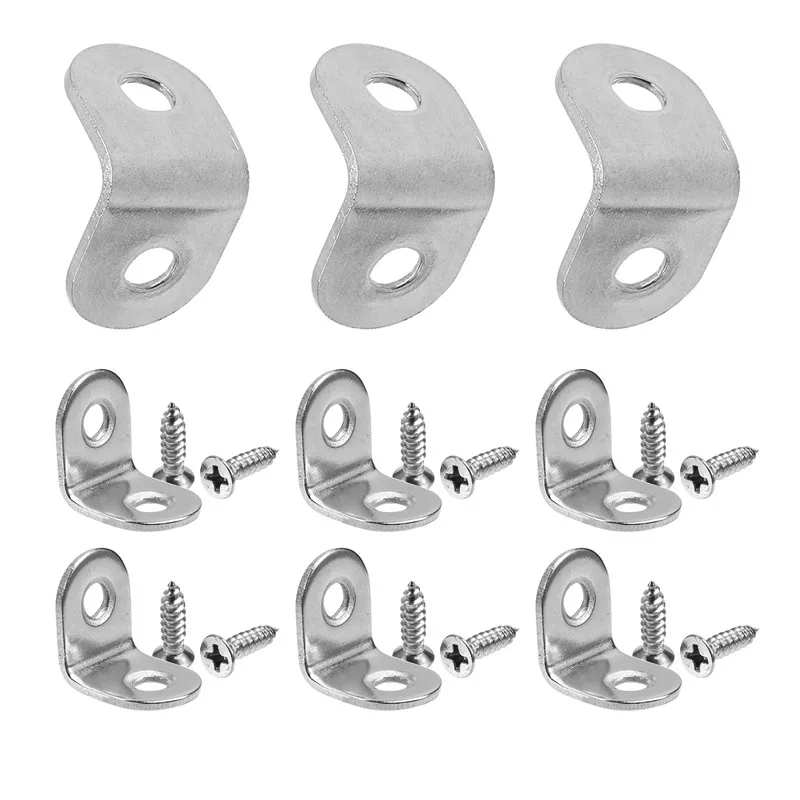 

100PCS L Brackets For Shelves Corner Brackets For Wood Angle Bracket Stainless Steel With Screws Bracket Set