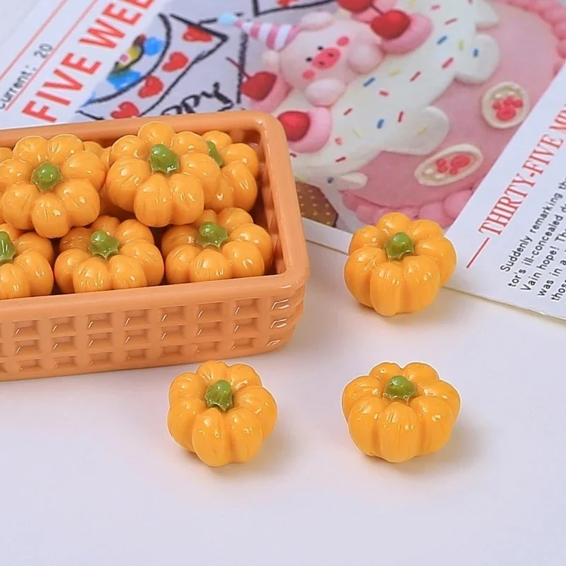 20pcs Mini Artificial Pumpkin Resin, Charms Fake Orange Gourd Cabochons, For DIY Cream Glue Hair, Clip Jewelry Making Craft Gift